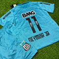 Neymar JR Santos FC 2011 2012 Retro Blue Green Turquoise Kids Kit Jersey KinderTrikot – Back View