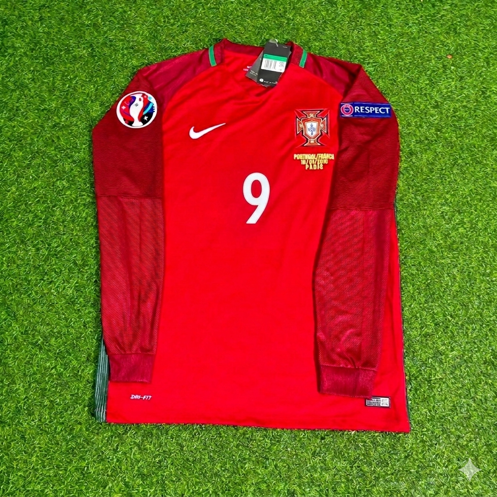 2016 Portugal EURO Eder 9- Final Long Sleeve Retro Football Jersey – Front View