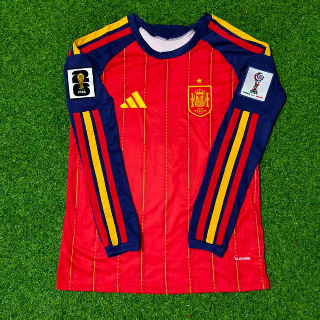 Rodri #16 Spain 2026 World Cup Home Long Sleeve Jersey – Front View