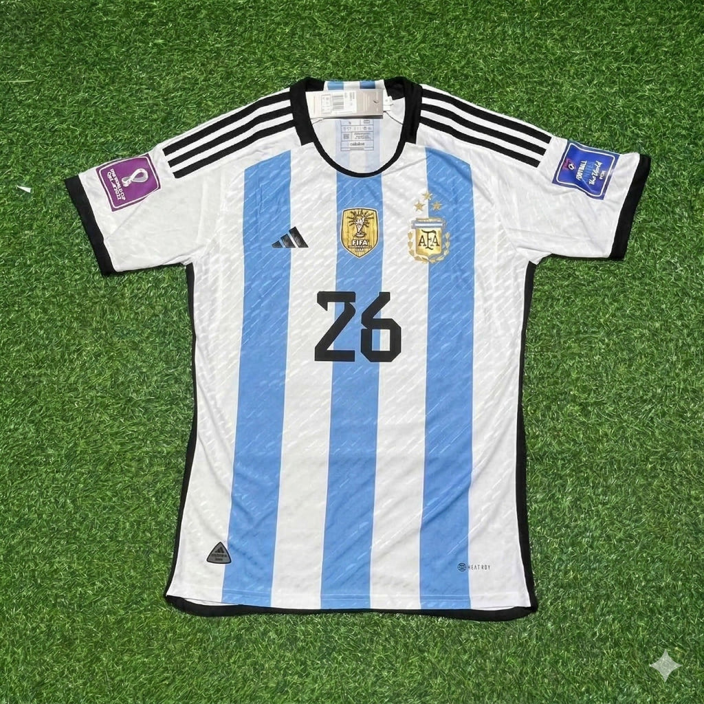 Argentina 2022 Qatar World Cup Champion Home Jersey – Nahuel Molina 26- – Front View