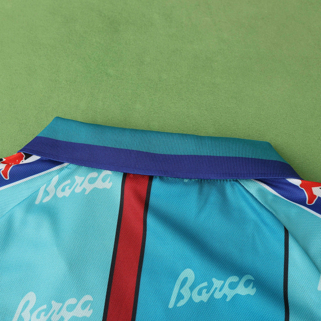 FC Barcelona 1996-1997 Season Away Blue Retro Football Jersey Trikot Maillot V4