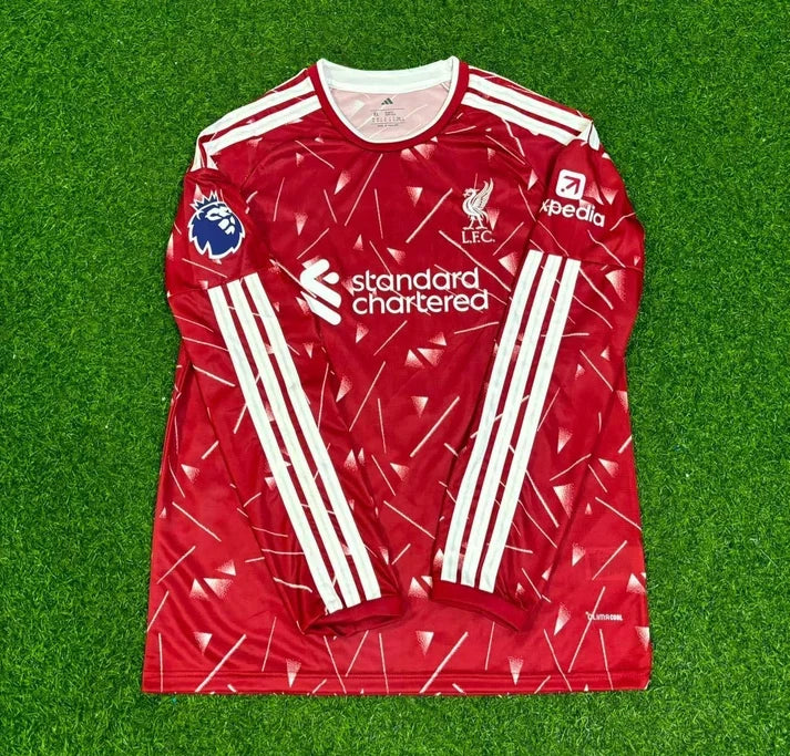 Bradley Barcola #29 Liverpool 2027 New Season Long Sleeve Home Football Jersey – Front View