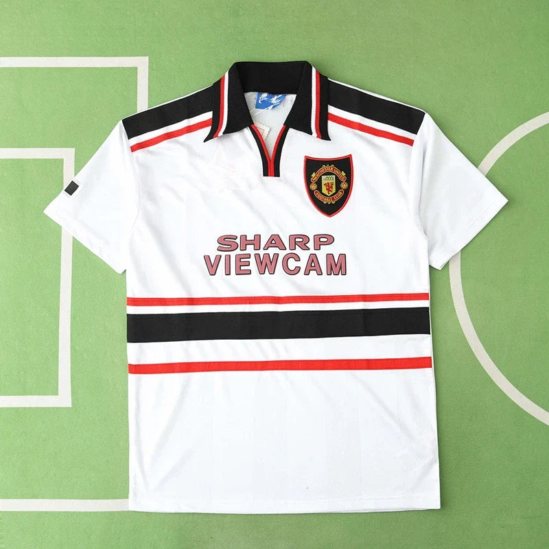 Manchester United F.C 1998 Season Away White Retro Jersey – Back View