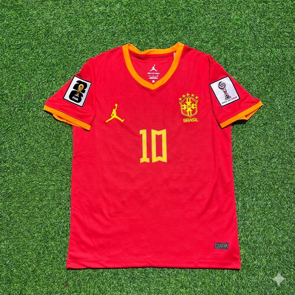 Brazil 2026 World Cup Red Jersey – Neymar Jr. 10# – Front View