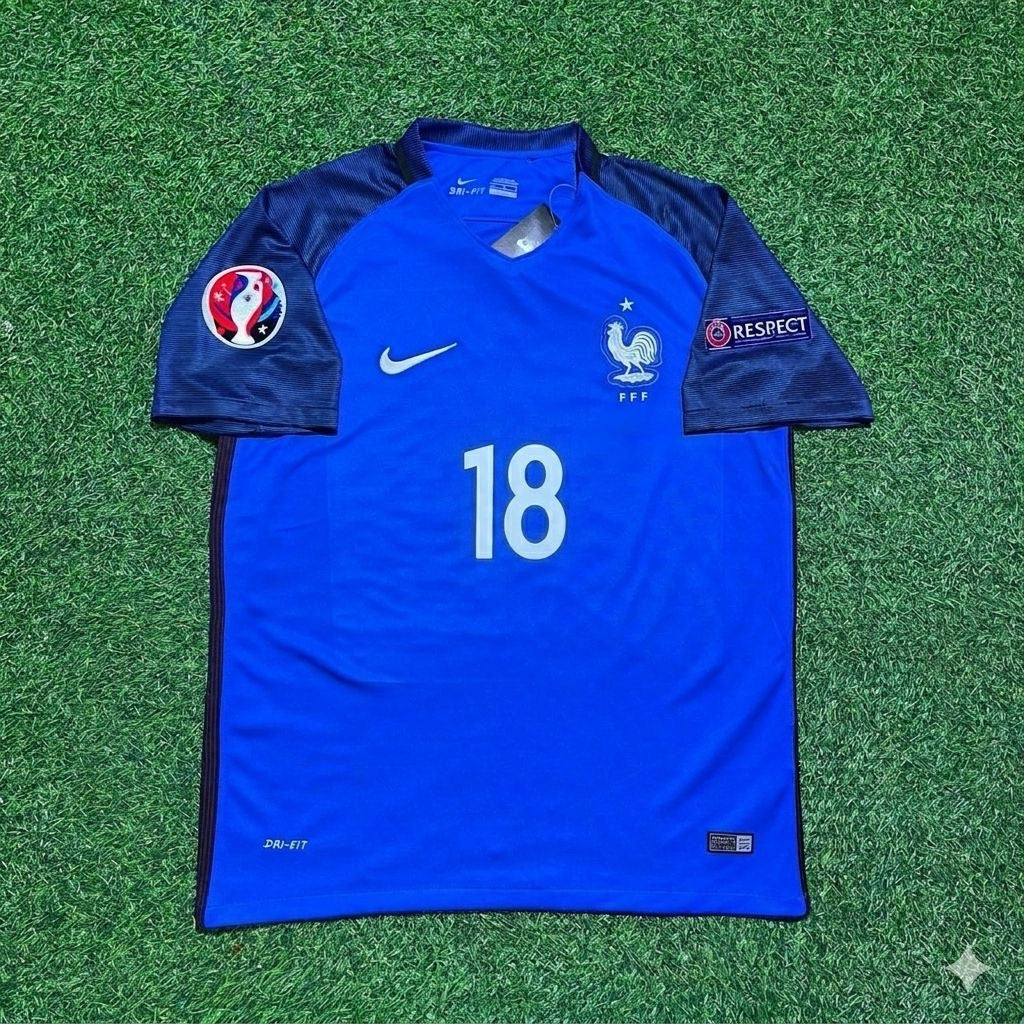France Euro 2016 Home Retro Football Jersey – Moussa Sissoko #18 – Front View