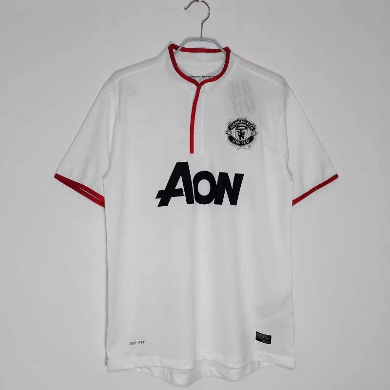 2012/13 Manchester United White Away Black Retro Fan Version Jersey – Front View
