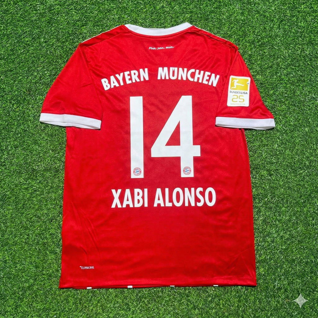 2017/18 Xabi Alonso Bayern Munich Retro Home Football Jersey – Back View