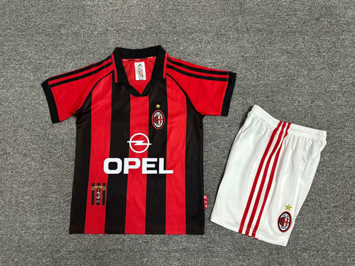 Ac Milan Retro Kids Children Set Retro Football Jersey – Back View