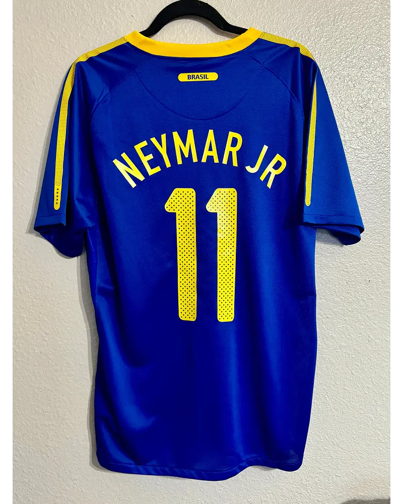 Neymar JR Brazil 2010 World Cup Retro Blue Jersey – Back View