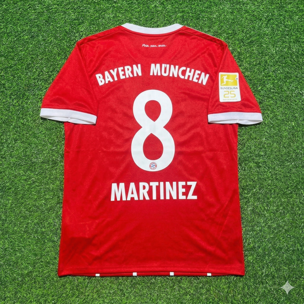 2017/18 Javi Martinez Bayern Munich Retro Home Football Jersey – Back View