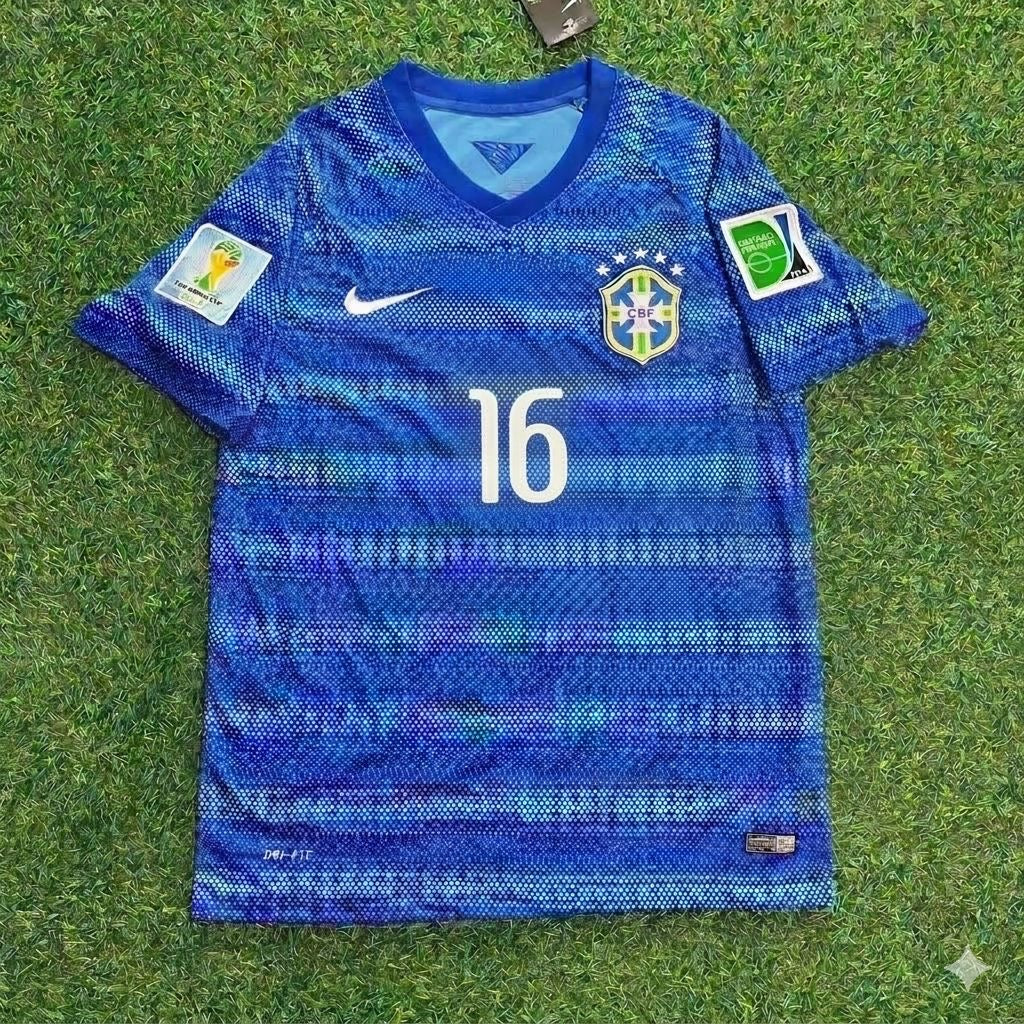2014 Ramires 16- World Cup Retro Blue Football Jersey – Front View
