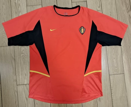 2002 Belgium Home Retro Red Thailand Football Jersey – Detailed View