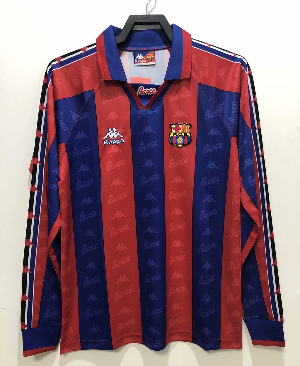 Barcelona 1996 1997 Retro Burgundy Long Sleeve Jersey – Front View