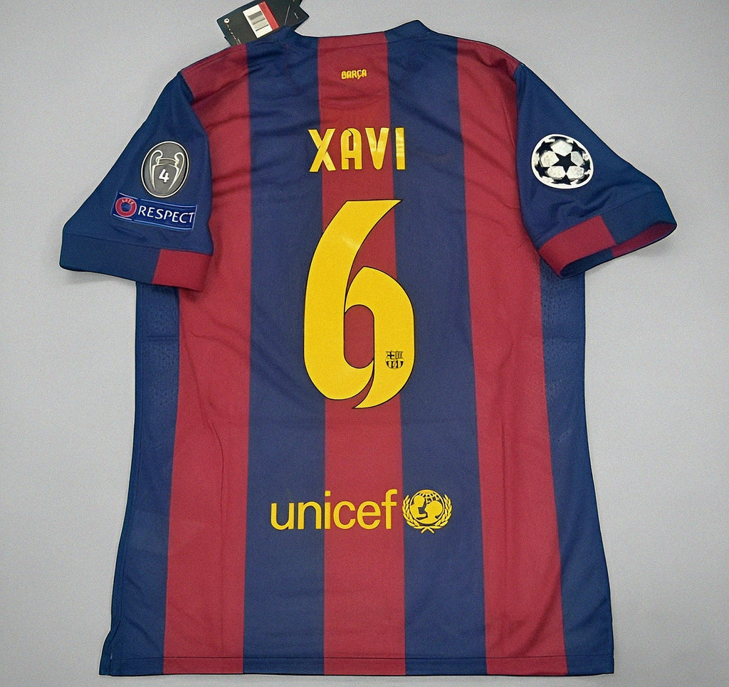 Xavi Hernandez Barcelona 2015 Final Berlin Champions League Jersey – Back View