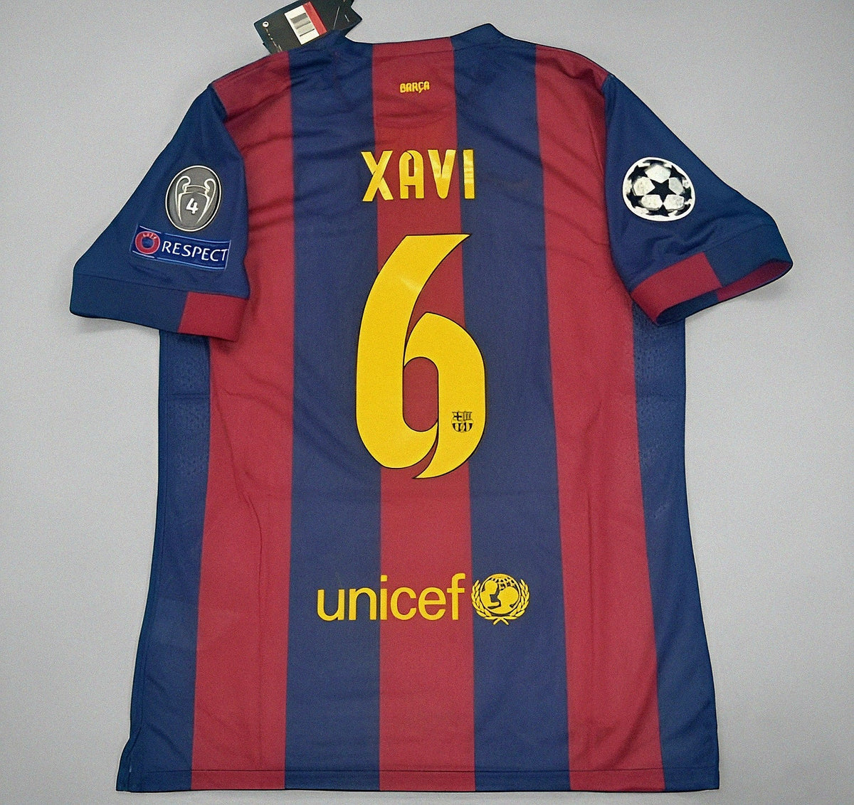 Xavi Hernandez Barcelona 2015 Final Berlin Champions League Jersey – Back View