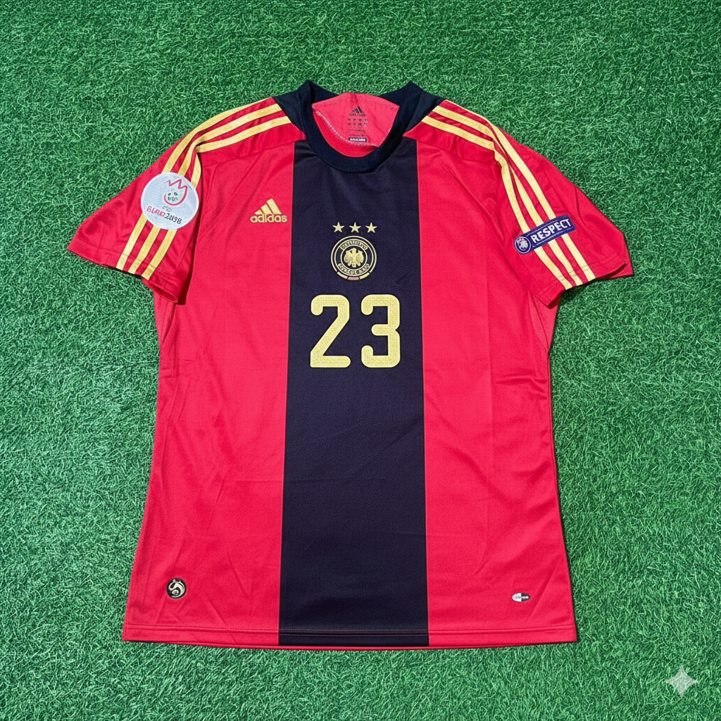 Germany EURO 2008 Away Red Retro Football Jersey – Mario Gomez – Front View