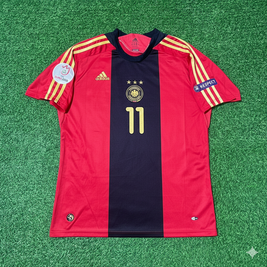 Germany EURO 2008 Away Red Retro Football Jersey – Miroslav Klose – Front View