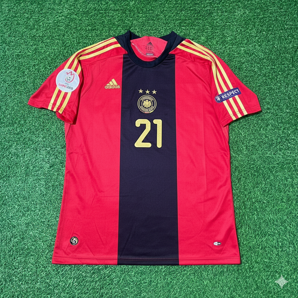 Germany EURO 2008 Away Red Retro Football Jersey – Christoph Metzelder – Front View