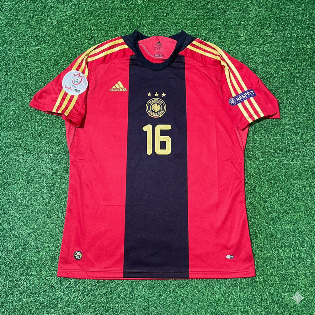 Germany EURO 2008 Away Red Retro Football Jersey – Philipp Lahm – Front View