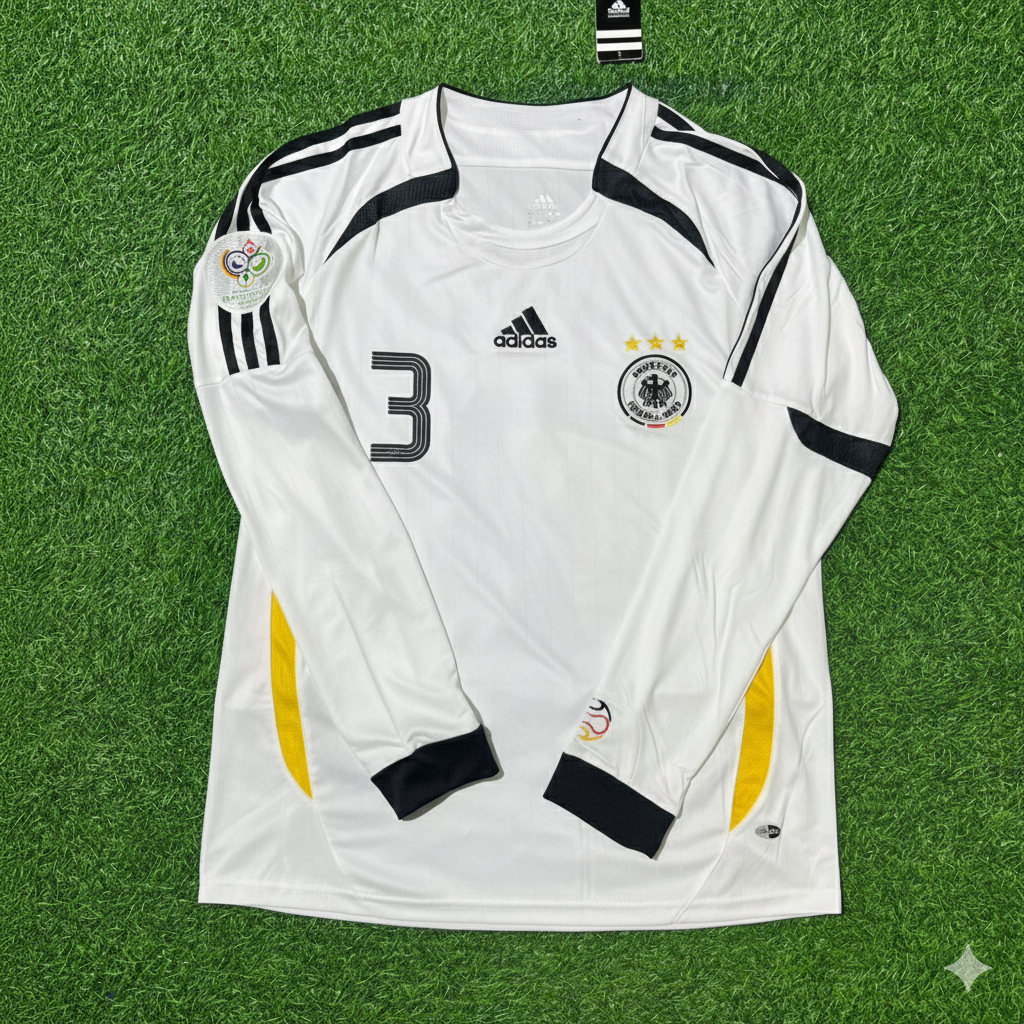 Germany World Cup Long Sleeve White Retro Football Jersey – Andreas Brehme – Front View