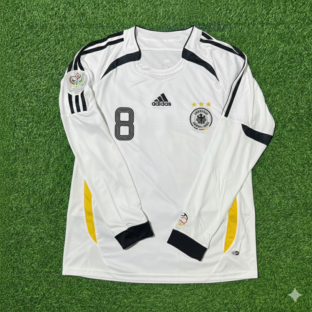 Mesut Özil Germany World Cup Long Sleeve White Retro Football Jersey – Front View