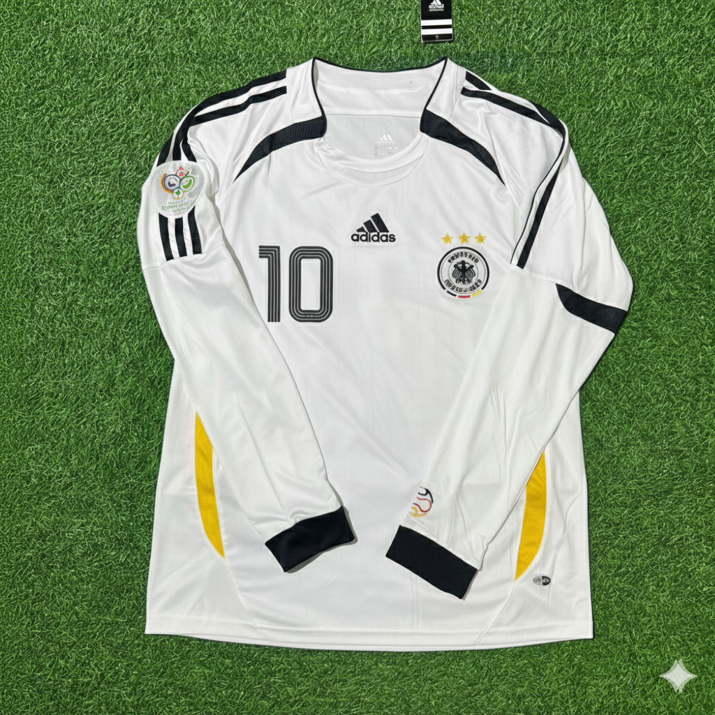 Germany World Cup Long Sleeve White Retro Football Jersey – Lothar Mätthaus – Front View