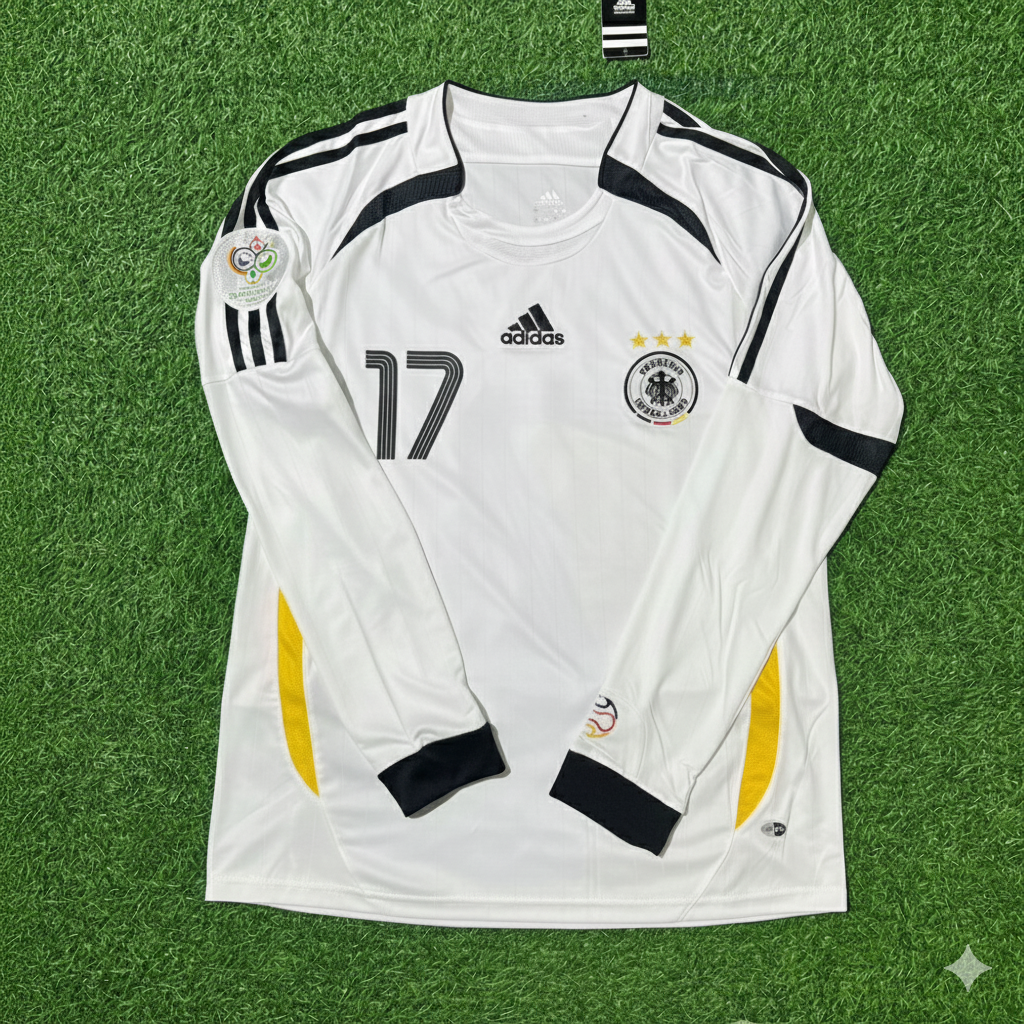 Germany 2006 World Cup Long Sleeve White Football Jersey – Per Mertesacker – Front View