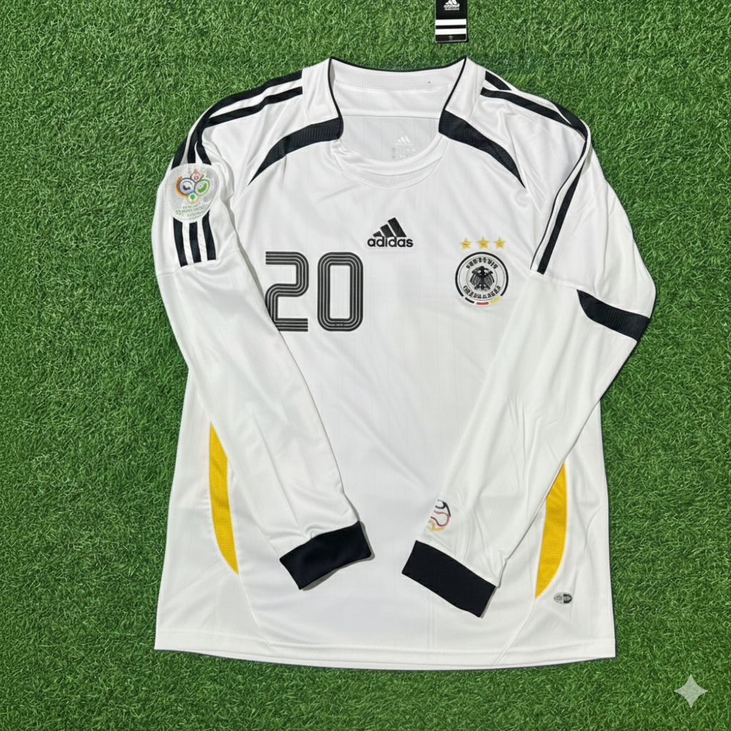 Germany 2006 World Cup Long Sleeve White Football Jersey – Lukas Podolski – Front View