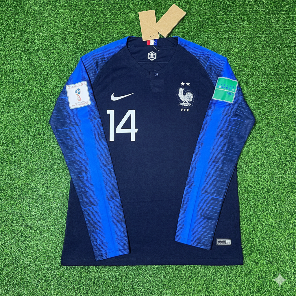 France 2018 World Cup Final Long Sleeve Retro Football Jersey – Blaise Matuidi – Front View