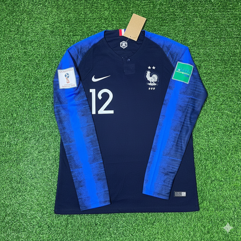 France 2018 World Cup Final Long Sleeve Retro Football Jersey – Corentin Tolisso – Front View