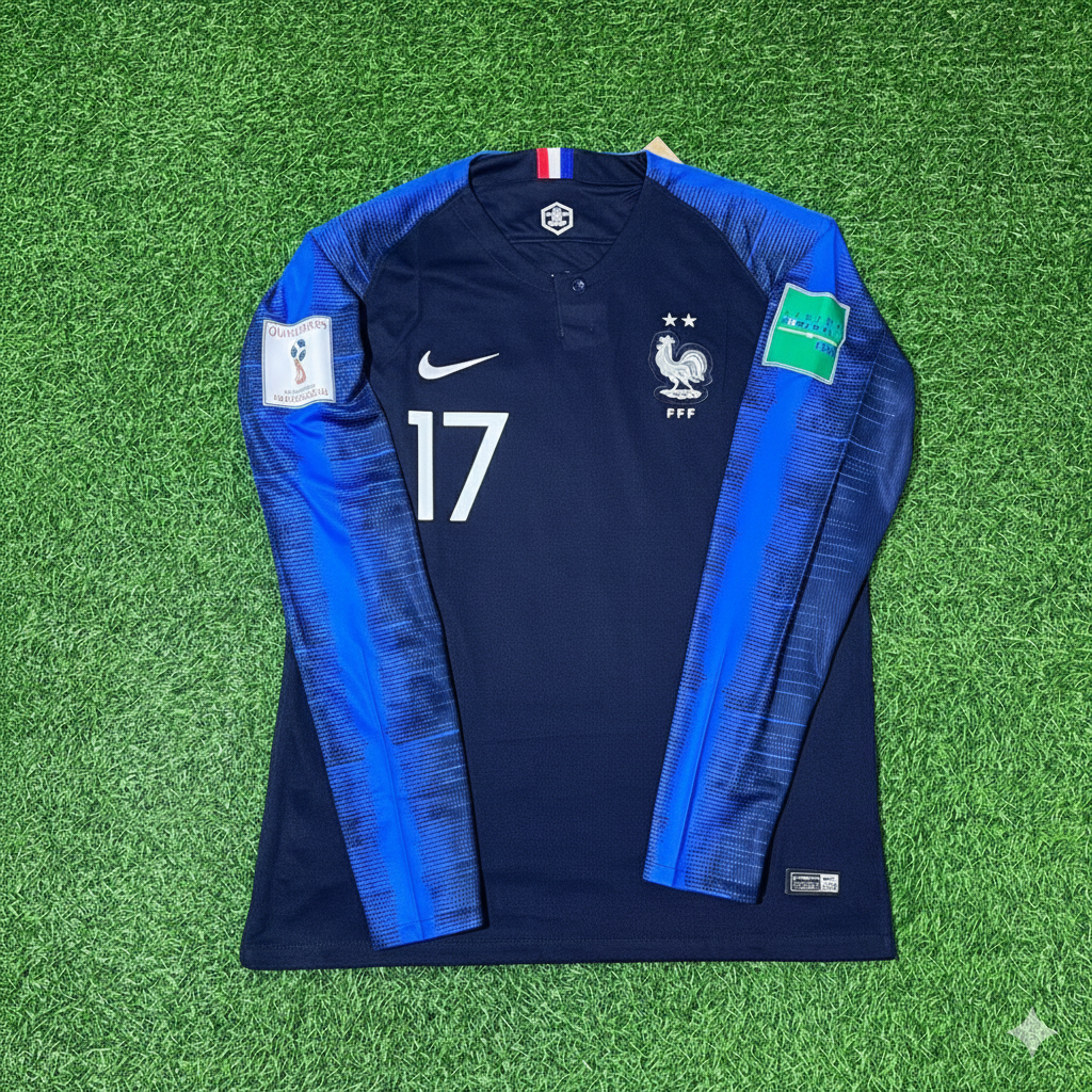 2018 France World Cup Tanguy Ndombele Final Long Sleeve Retro Football Jersey – Front View