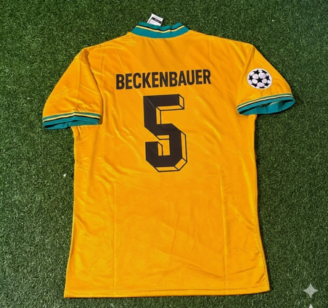 Franz Beckenbauer Bayern Munich Yellow Retro Football Jersey Collection – Back View