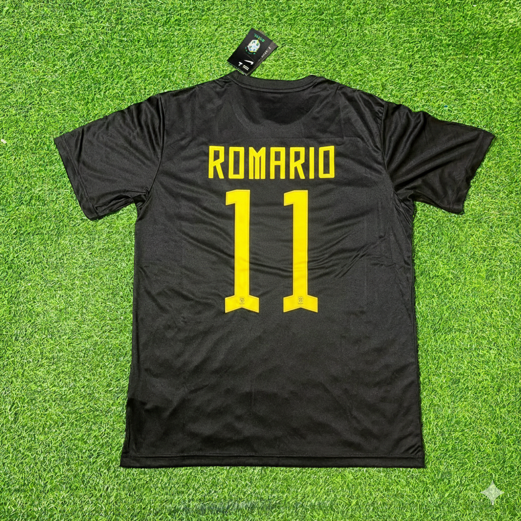 Romario Brazil Black Retro Football Jersey Collection – Back View