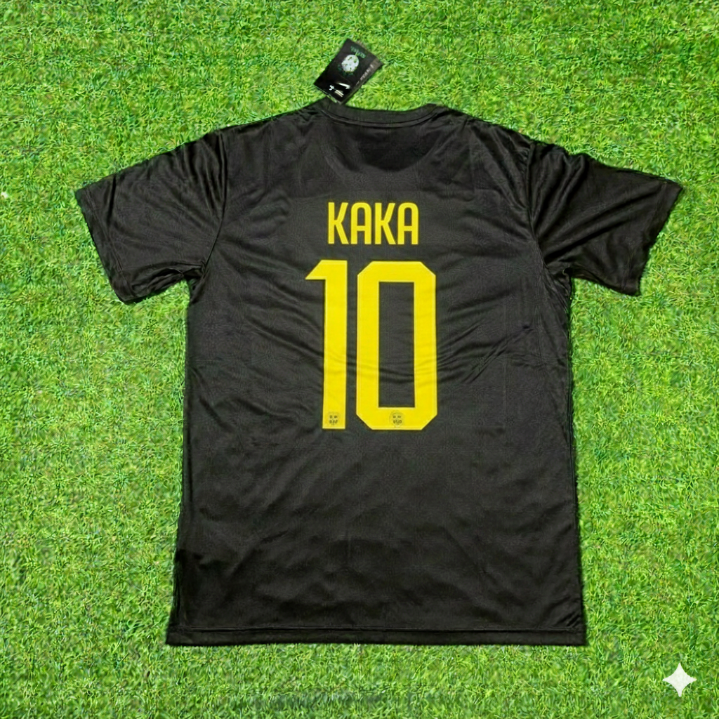 Brazil Black Retro Football Jersey – Kaka – Back View