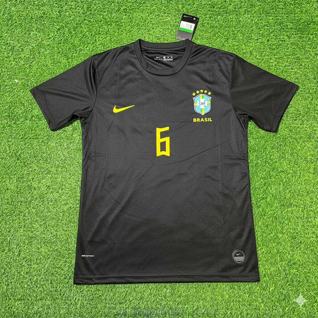 Roberto Carlos Brazil Black Retro Football Jersey Collection – Front View