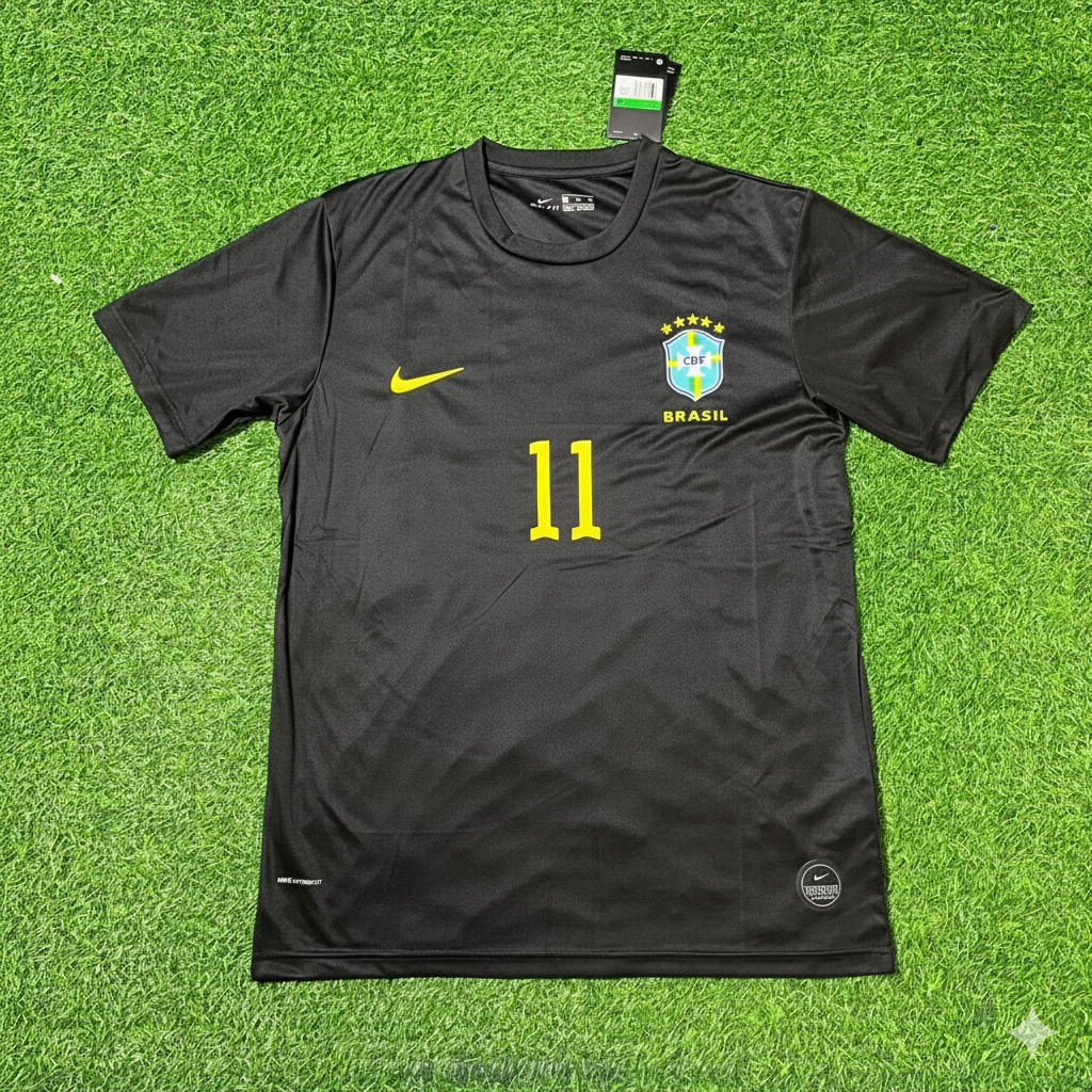 Romario Brazil Black Retro Football Jersey Collection – Front View