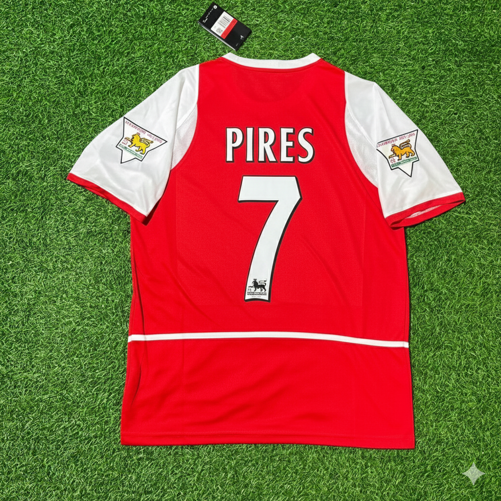 Arsenal 2002/03 EPL Patch Home Retro Football Jersey – Robert Pires 7 – Back View