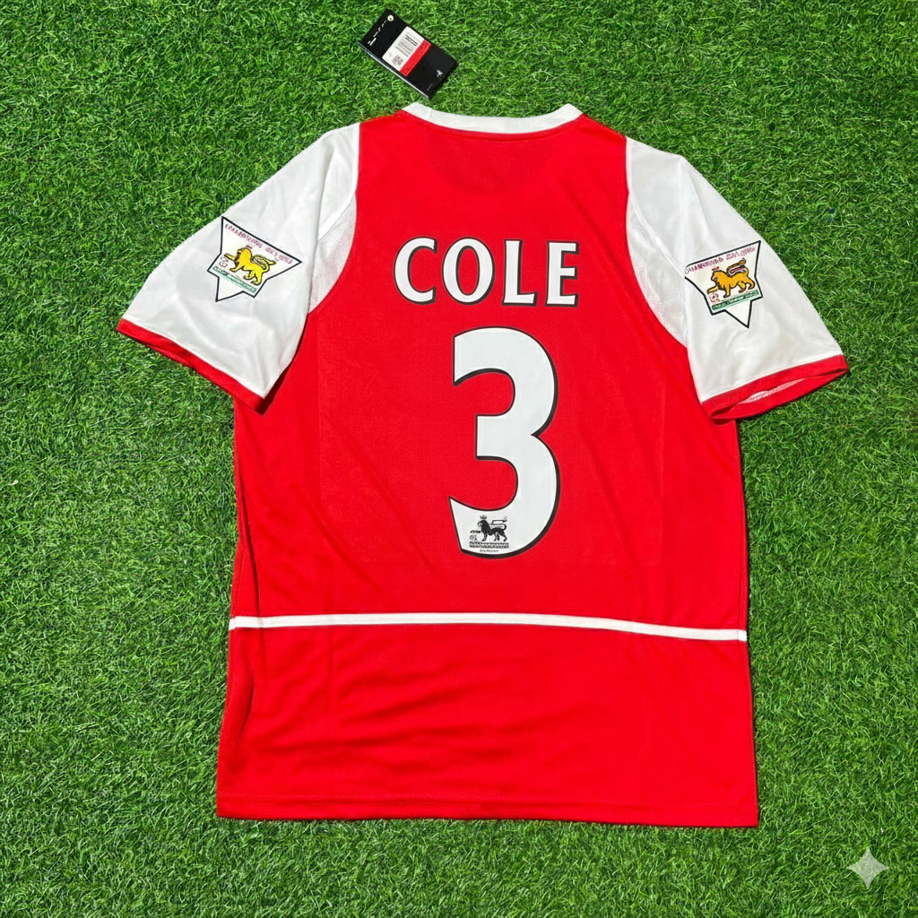 Arsenal 2002/03 EPL Patch Home Retro Football Jersey – Ashley Cole 3 – Back View