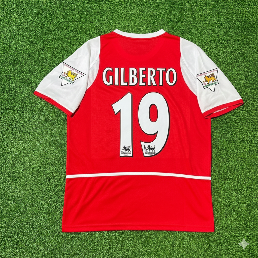 Arsenal 2002/03 EPL Patch Home Retro Football Jersey – Gilberto Silva 19 – Back View