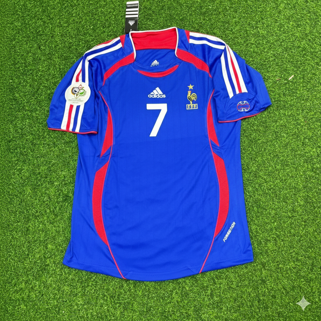 2006 France World Cup Florent Malouda Blue Retro Kit – Front View