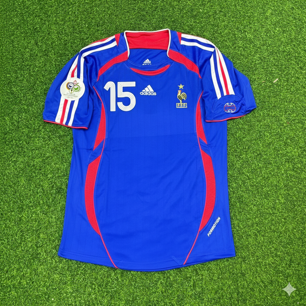 2006 France World Cup Lilian Thuram Blue Retro Kit – Front View