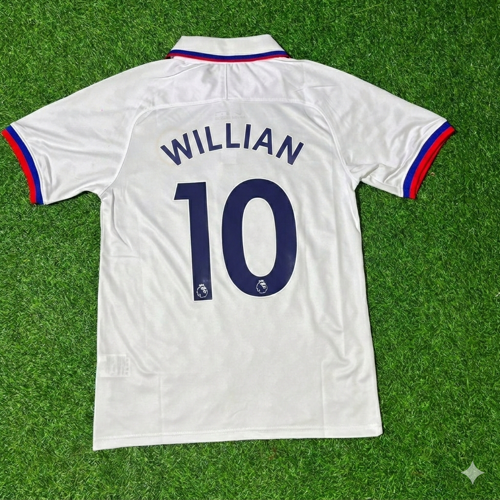 2019/20 Willian Chelsea White Retro Football Jersey Collection – Back View
