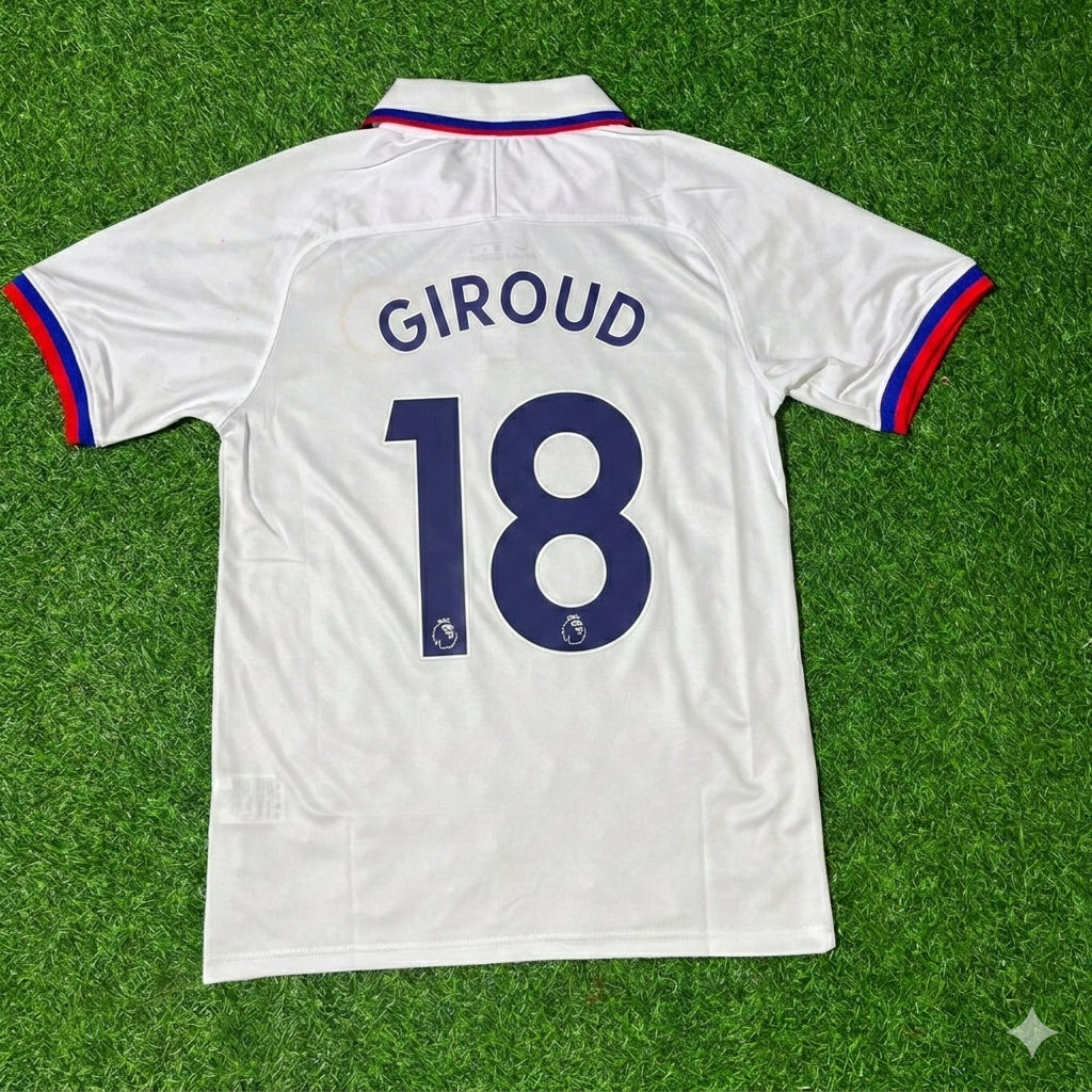 2019/20 Oliver Giroud Chelsea White Retro Football Jersey Collection – Back View