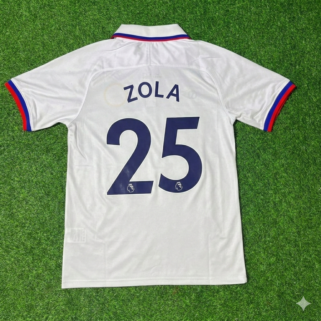 Gianfranco Zola Chelsea White Retro Football Jersey Collection – Back View