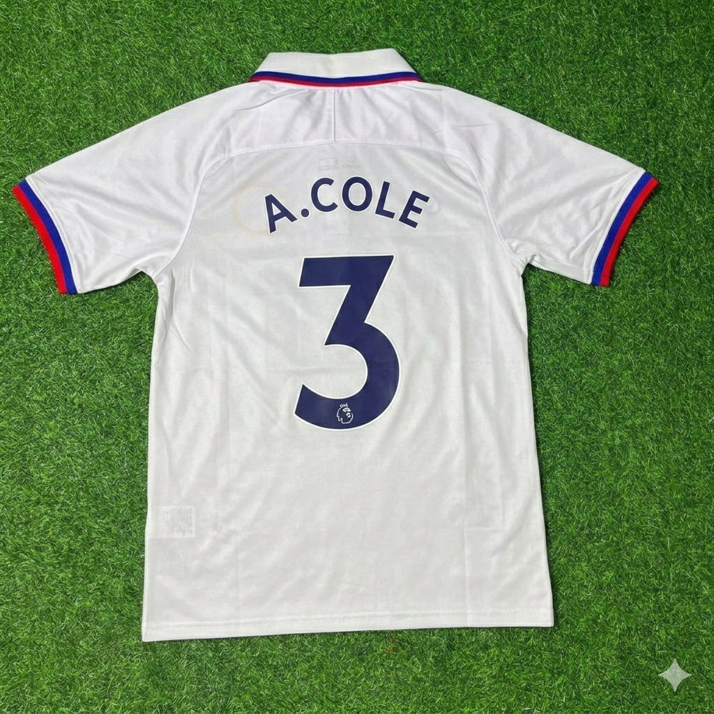 Ashley Cole Chelsea White Retro Football Jersey Collection – Back View