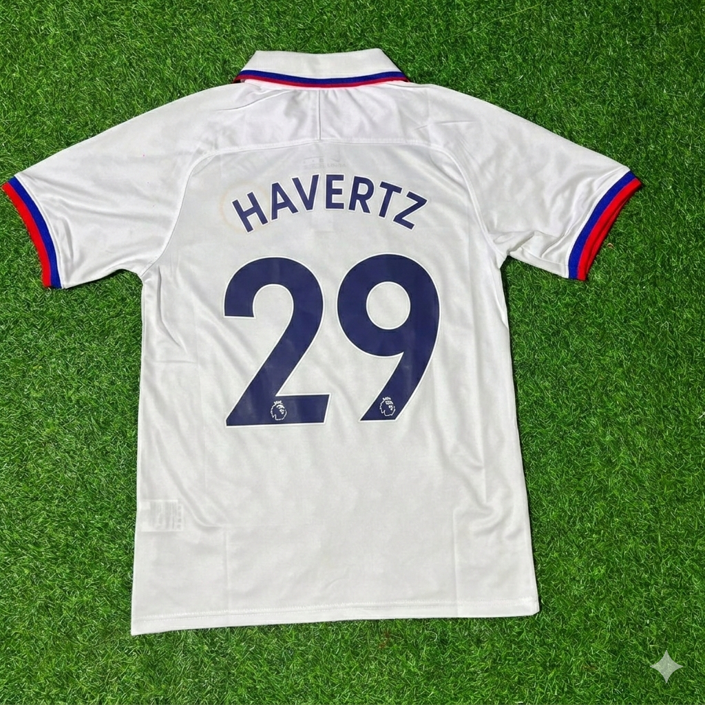 Chelsea White Retro Football Jersey – Kai Havertz – Back View