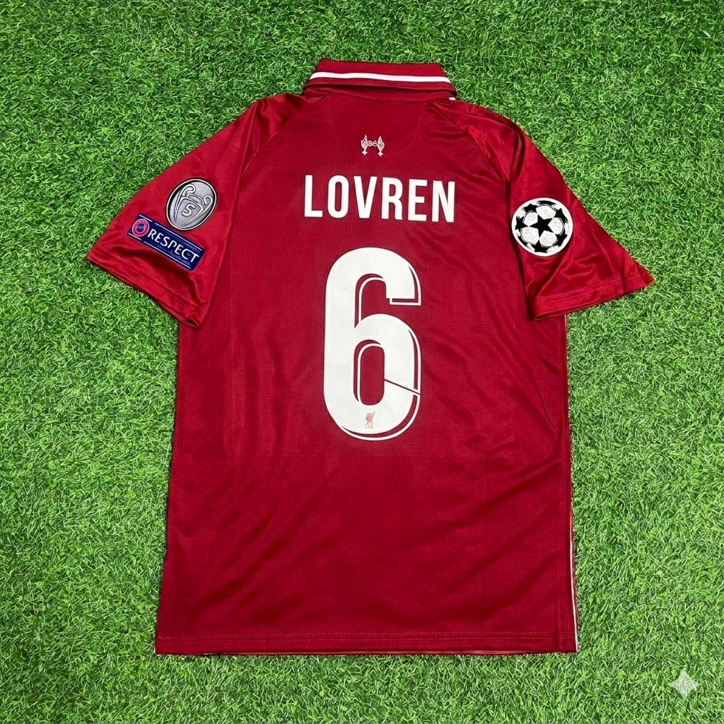 2019 Dejan Lovren Liverpool CL Final Retro Football Jersey – Back View
