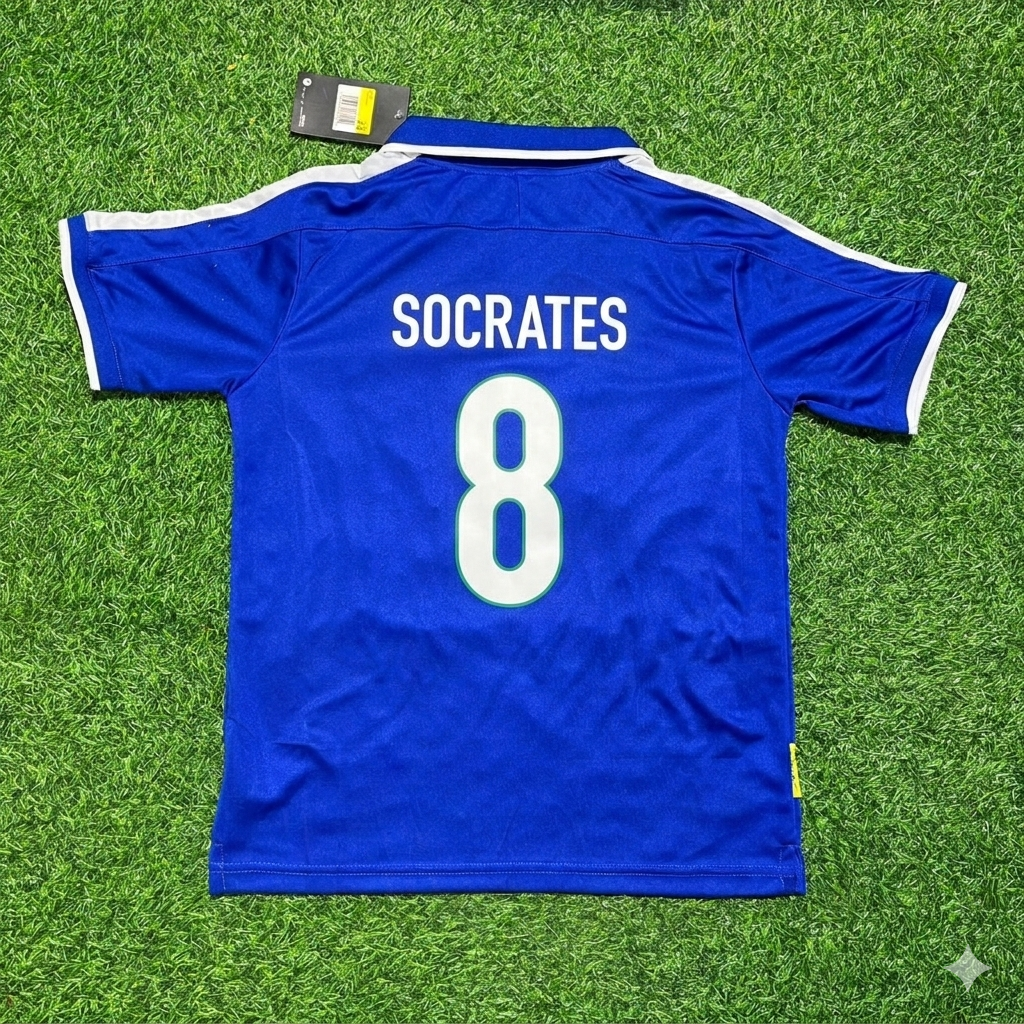 Socrates Brazil Blue Retro Football Jersey – Back View