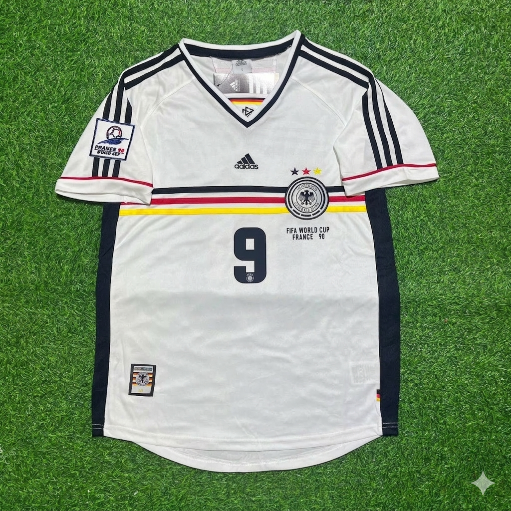 1998 Ulf Kirsten Deutschland World Cup Retro Fußballtrikot – Front View