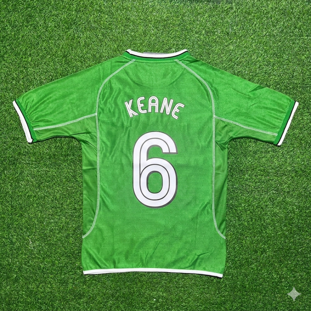 Ireland 2000/2002 Retro Green Football Jersey – Roy Keane – Back View